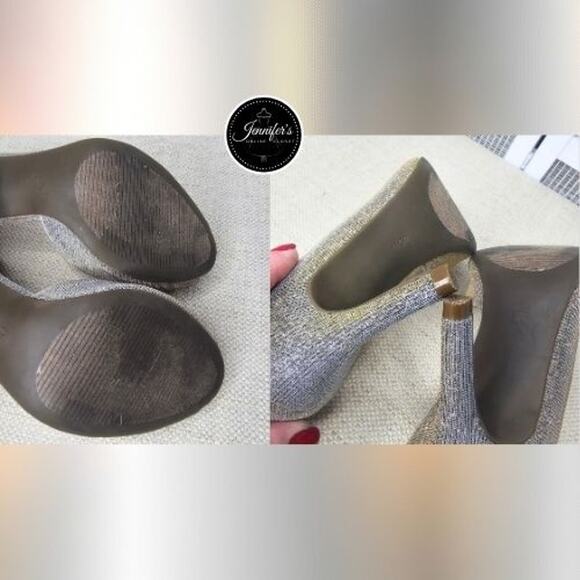 Kelly & Katie Metallic Gold/Silver Janet Peep Toe Pump Size 6 - Picture 11 of 13